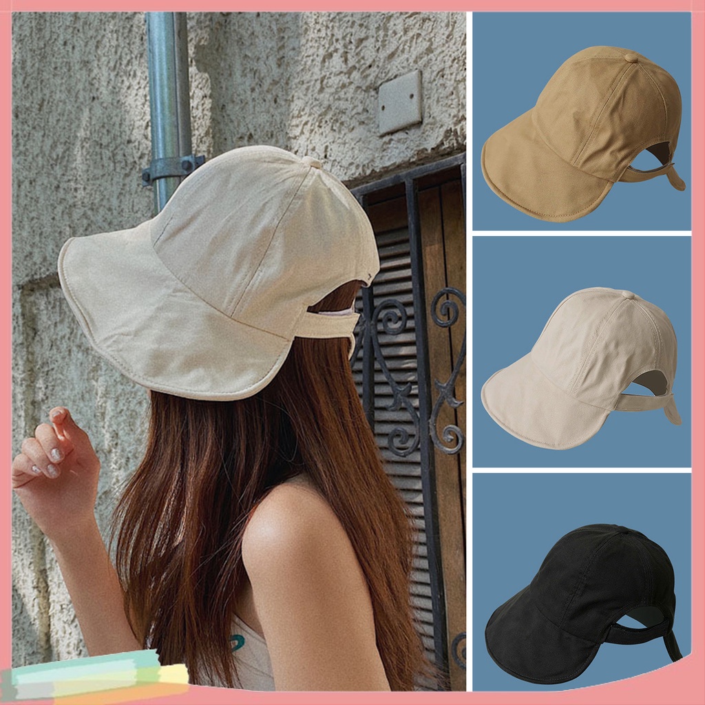 Mũ Che Nắng LK-Giày Hè Thoáng Khí Chống Tia UV Màu Trơn Có Thể Gập Lại Bảo Vệ Mặt Và Mũ Đội Làm Vườn Mù