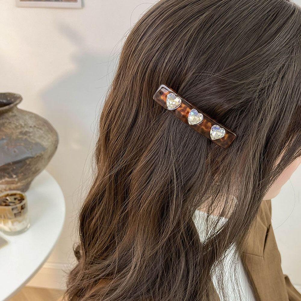 Kẹp Tóc Mái Bên Họa Tiết Trái Tim Acetic Acid Đơn Giản Dễ Thương Dành Cho Bạn Gái