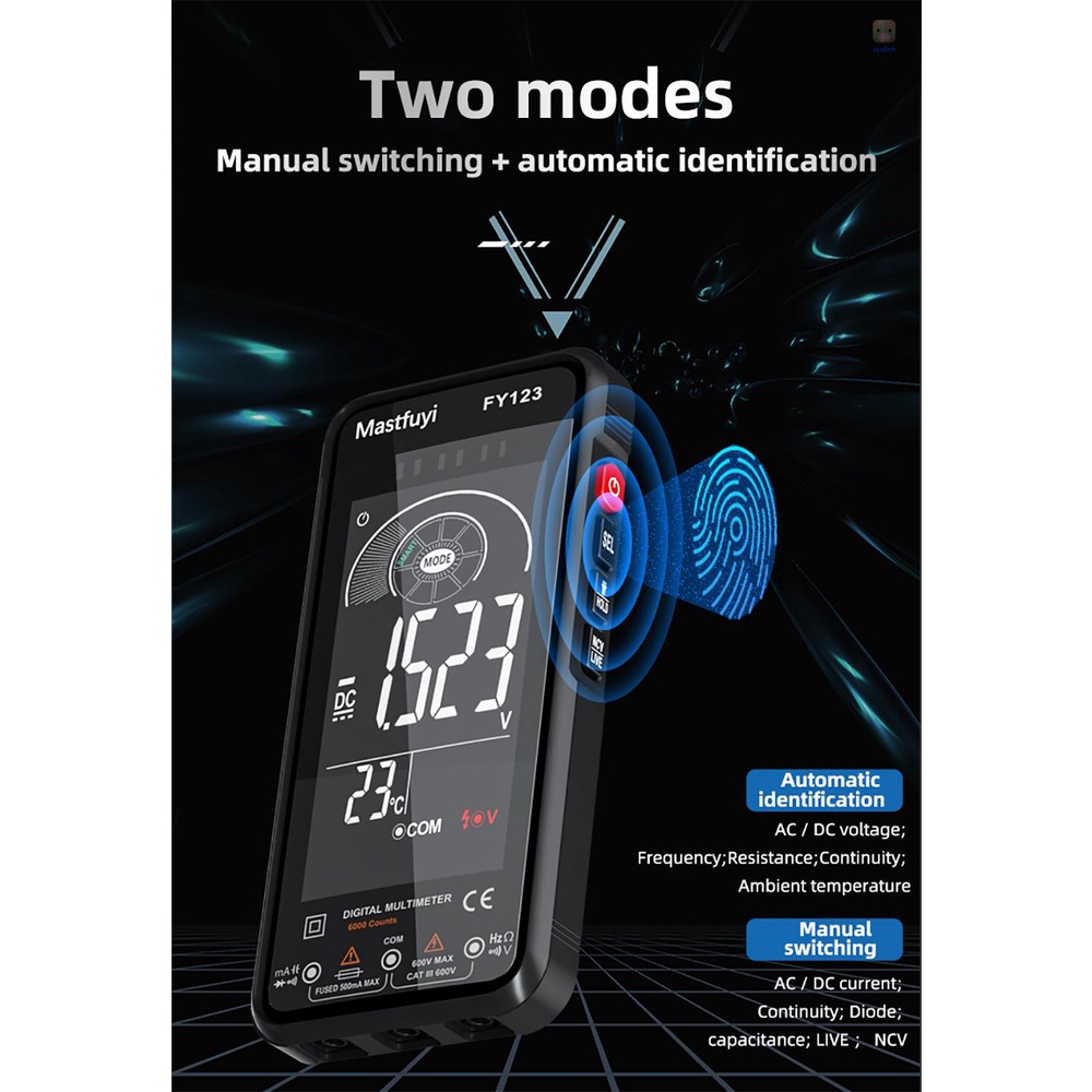 Vạn Năng Kế Mastfuyi FY123 Đếm 6000 True RMS Kỹ Thuật Số Thông Minh 600V AC / DC