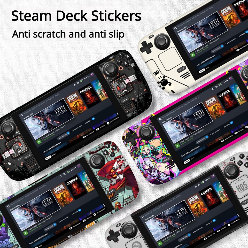 Đề can da có thể tháo rời Vinyl cho Steam Deck, Dễ thương Anime Game Protector Wrap Full Set Protective Faceplate Stickers Tương thích với các phụ kiện Steam