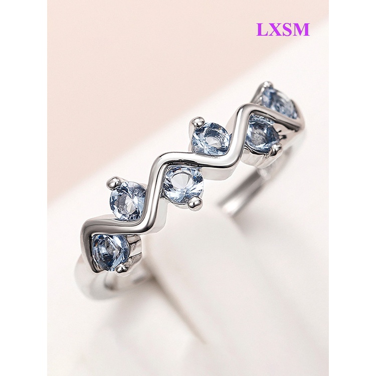 Nhẫn Đồng Đính Đá Zircon Xanh Thời Trang