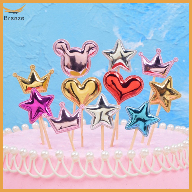 Bộ 5 Ngôi Sao Năm Cánh Bằng Da PU Trang Trí Bánh Kem