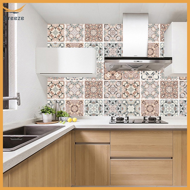 Set 12 Miếng Dán Tường Bằng Pvc Chống Nước Phong Cách Cổ Điển