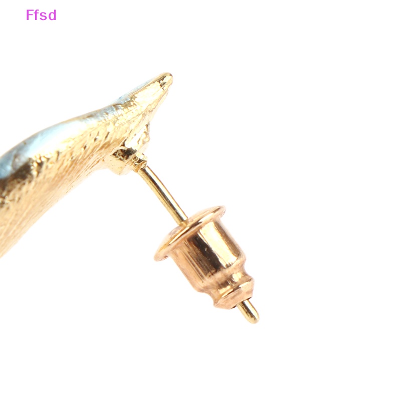 Khuyên Tai Dạng Hạt Hình Chữ Thập Tráng Men Hàn Quốc Hai Vòng Cung Màu Sắc Tương Phản Cá Tính Dành Cho Bạn Nữ * Bán Chạy