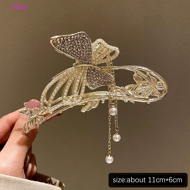 Kẹp Tóc Kim Loại Hình Cá Mập Đính Ngọc Trai Cho Nữ