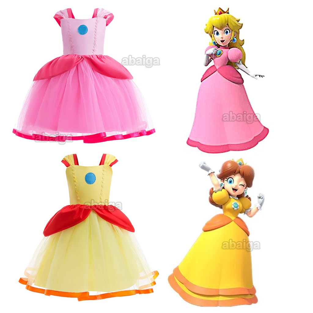 Đầm Hóa Trang Super Mario Không Tay Cho Bé Gái 1-5 Tuổi