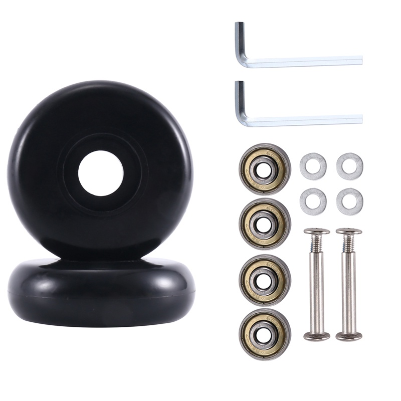 Bánh xe thay thế vali hành lý 55Mm X 18Mm ; Bánh xe đẩy xoay PU Bộ dụng cụ sửa chữa vòng bi thép Carbon Màu đen