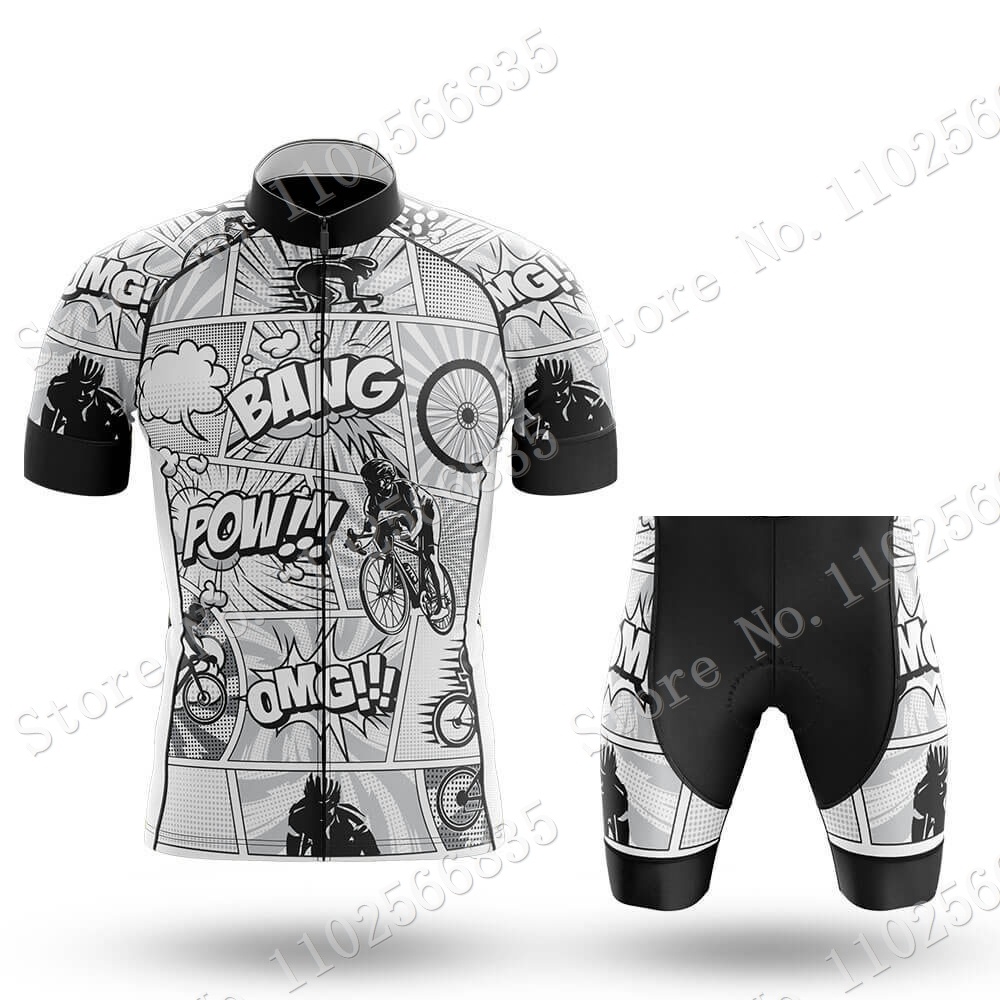 Bộ Đồ Đạp Xe Ngắn Tay Họa Tiết Hoạt Hình Comic 2023 Bang Pow Dành Cho Nam