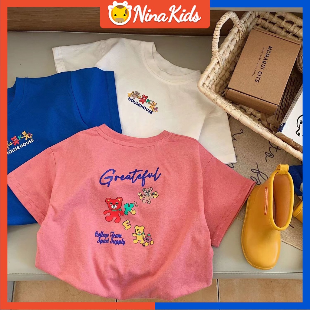 Áo Thun Tay Ngắn In Hình Gấu Thời Trang Mùa Hè Phong Cách Mới Dành Cho Trẻ Em