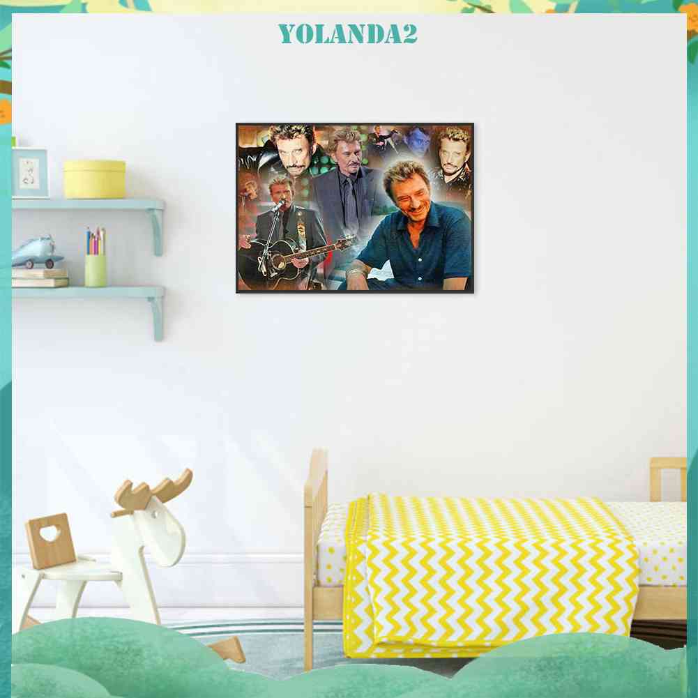 Bộ Tranh Đính Đá 5D Tự Làm Toàn Diện Họa Tiết Johnny Hallyday Trang Trí Nhà Cửa