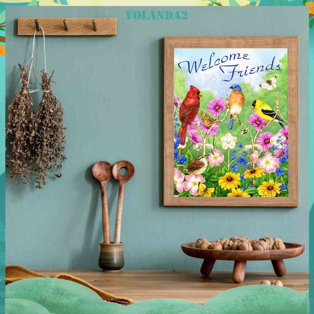 Bộ Tranh Đính Đá 5D Họa Tiết Hoa Và Chim Độc Đáo DIY Dùng Trang Trí Nhà Cửa