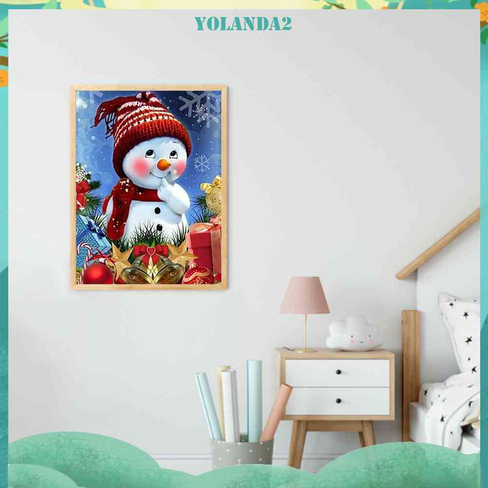 Tranh Đính Đá Kim Cương Toàn Bộ 5D DIY Hình Người Tuyết Giáng Sinh