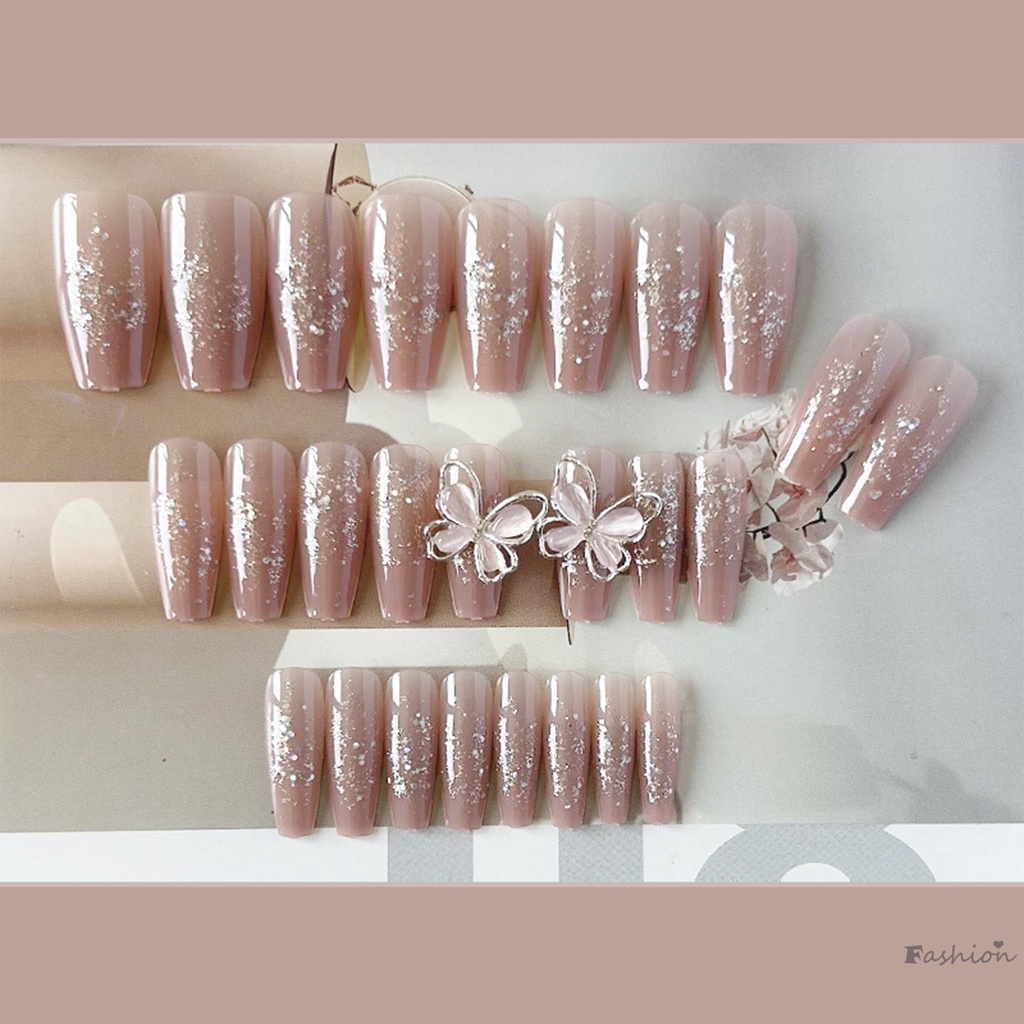 Móng Tay Giả Hình Bướm Hồng Ngọt Ngào Và Quyến Rũ Có Thể Tái Sử Dụng