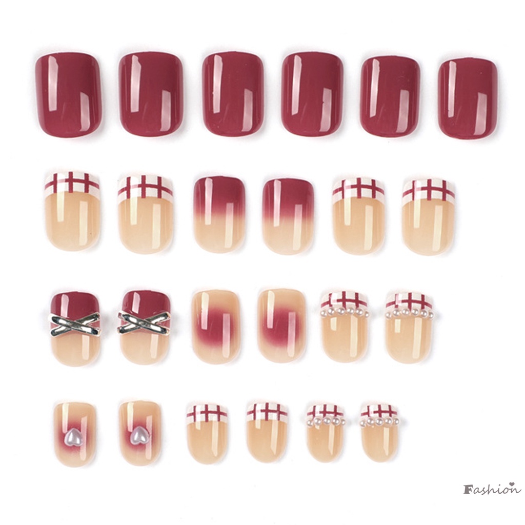 Móng Tay Giả Hình Trái Tim Ngắn Màu Tím Trang Trí Cho Nữ DIY