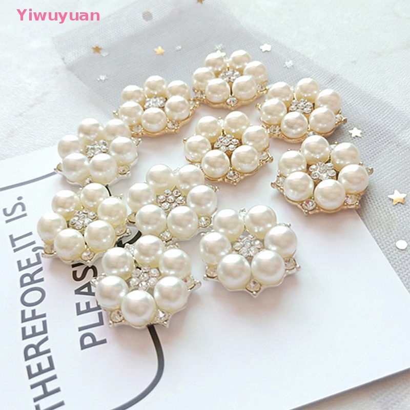 Bộ 10 Nút Áo Hình Hoa Đính Đá Và Ngọc Trai Sang Trọng Mới