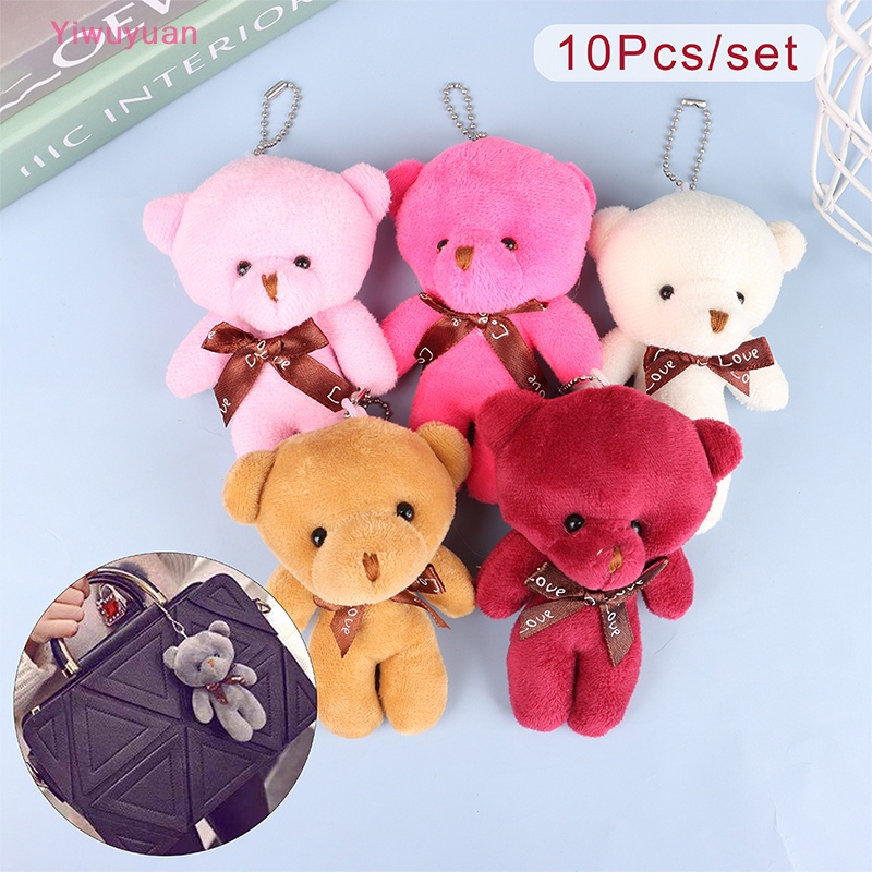 Bộ 10 Gấu Bông Mini 12cm Trang Trí Bó Hoa / Móc Khóa Mới
