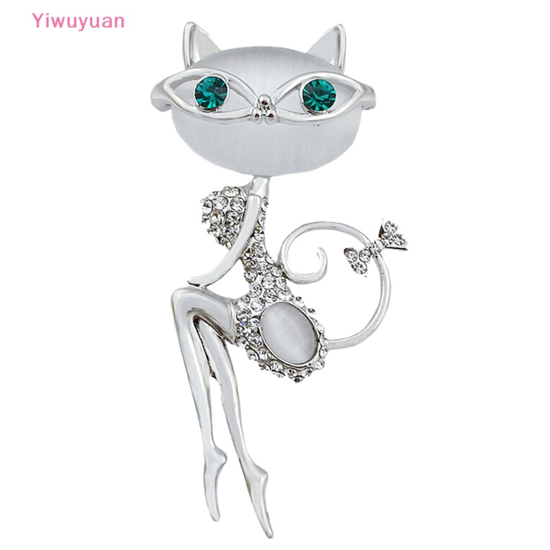 Trâm Cài Áo Hình Mèo Con Đính Đá Opal Thời Trang Mới