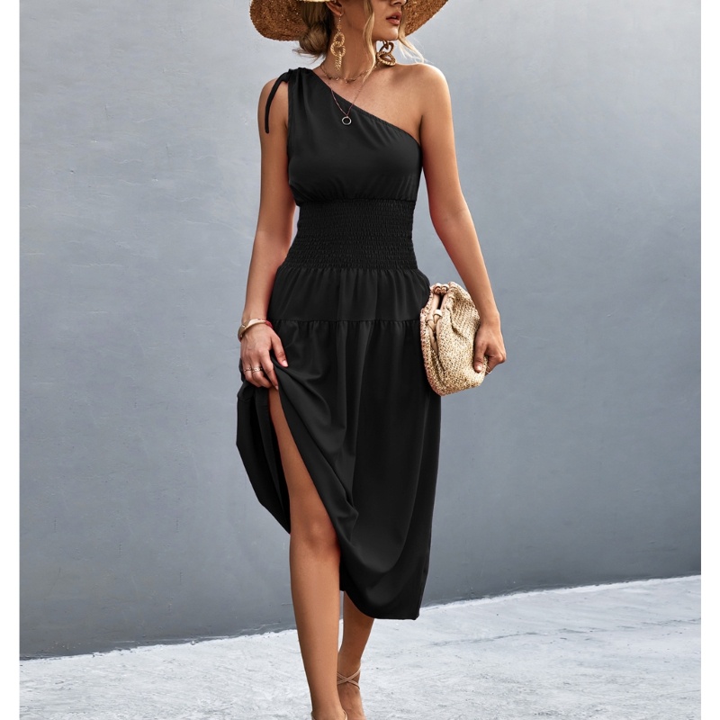 Xiangbao Đầm Không Tay Thắt Nút Sau Vai Phong Cách Boho-Maxi Mùa Hè Giản Dị Dành Cho Nữ