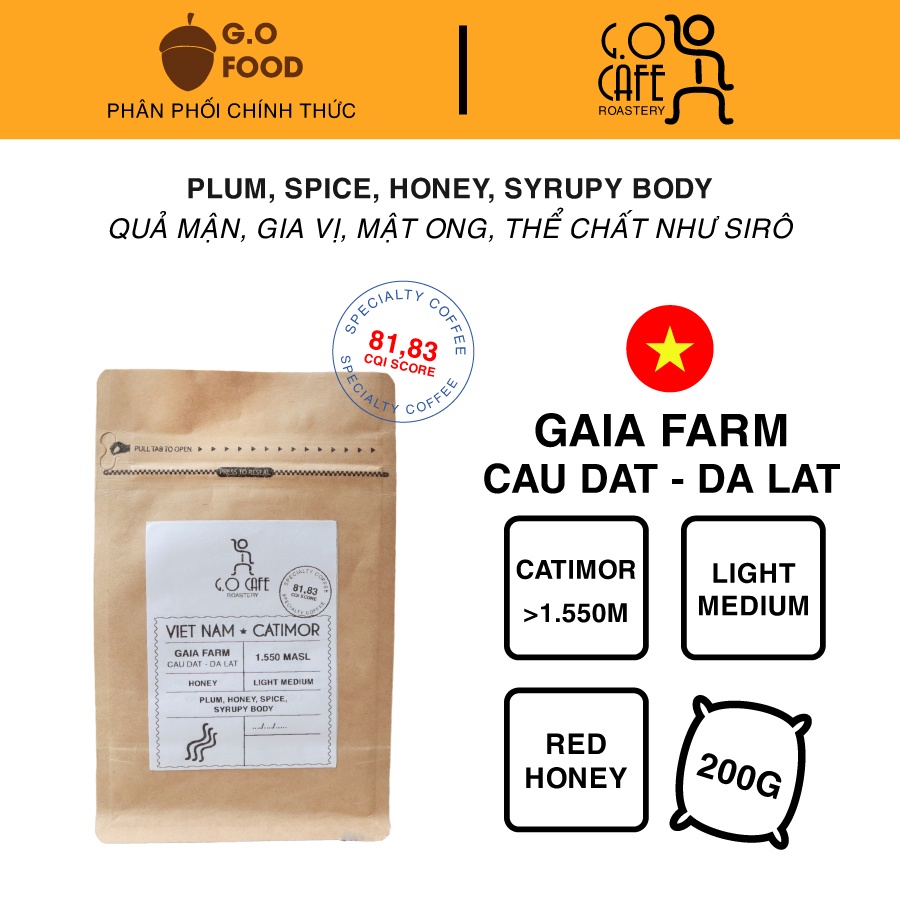 Cà phê Specialty Coffee GAIA FARM, cafe Arabica đặc sản, chế biến Red Honey từ Cầu Đất - G.O Cafe Roastery