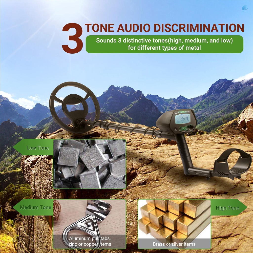 Máy Dò Tìm Kho Báu Kim Loại Dưới Lòng Đất Cầm Tay Màn Hình LCD Màu Vàng Nhạy Và Nhạy Cảm Dùng Trong Thợ Săn