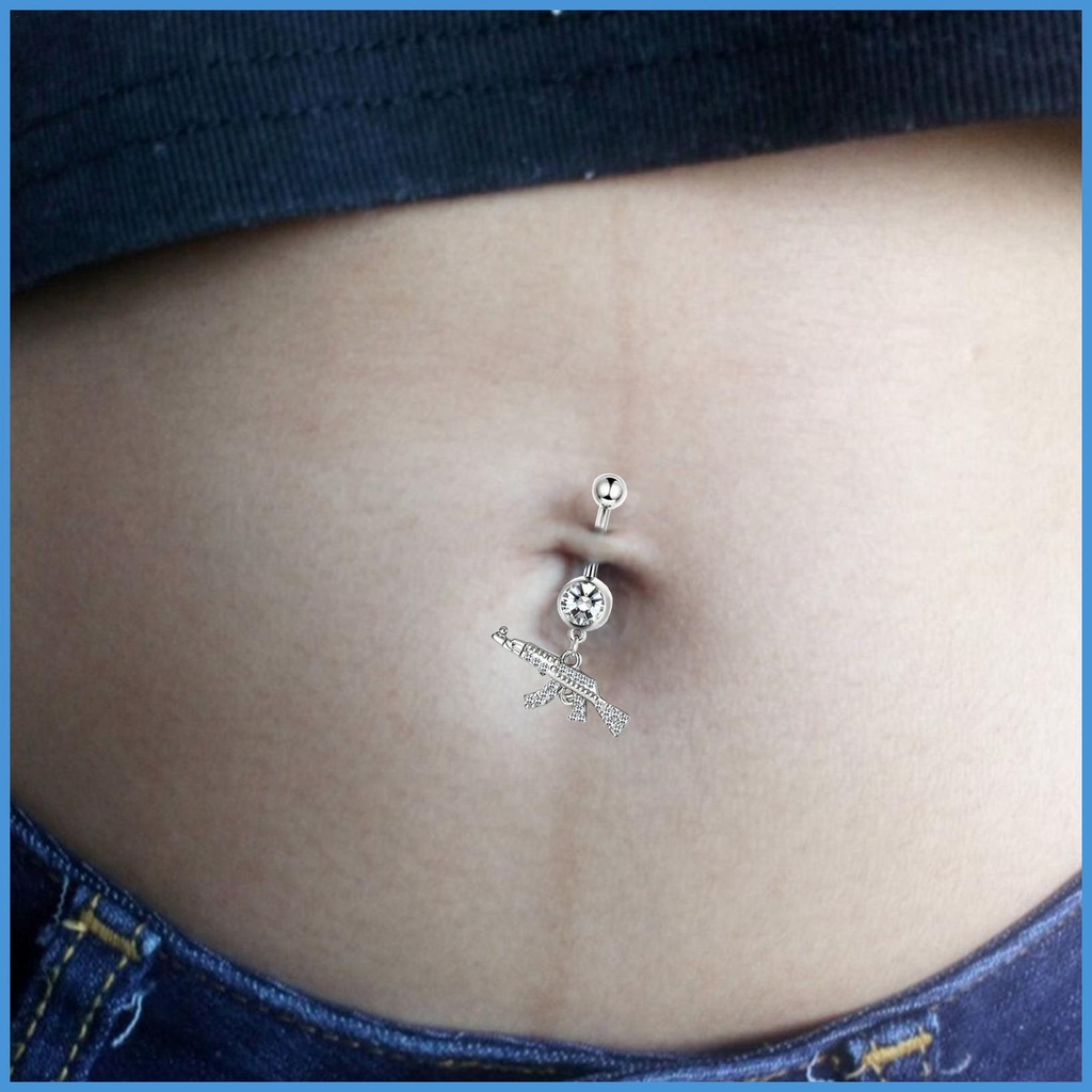 Khuyên Rốn Hình Súng Lục Đính Đá Zircon Giả Sáng Tạo
