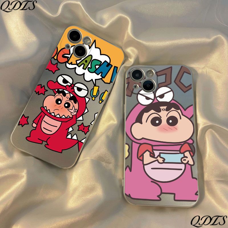 Ốp Điện Thoại Cứng Mạ Bạc Họa Tiết Khủng Long Hoạt Hình Cho iPhone138Pmax 11 714pro