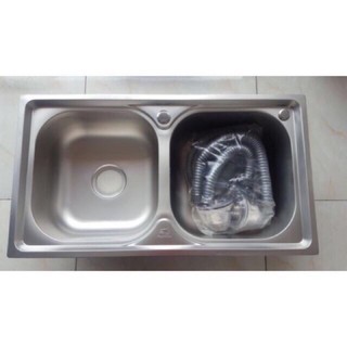 Chậu rửa bát đôi inox 78x43 tặng kèm xiphong