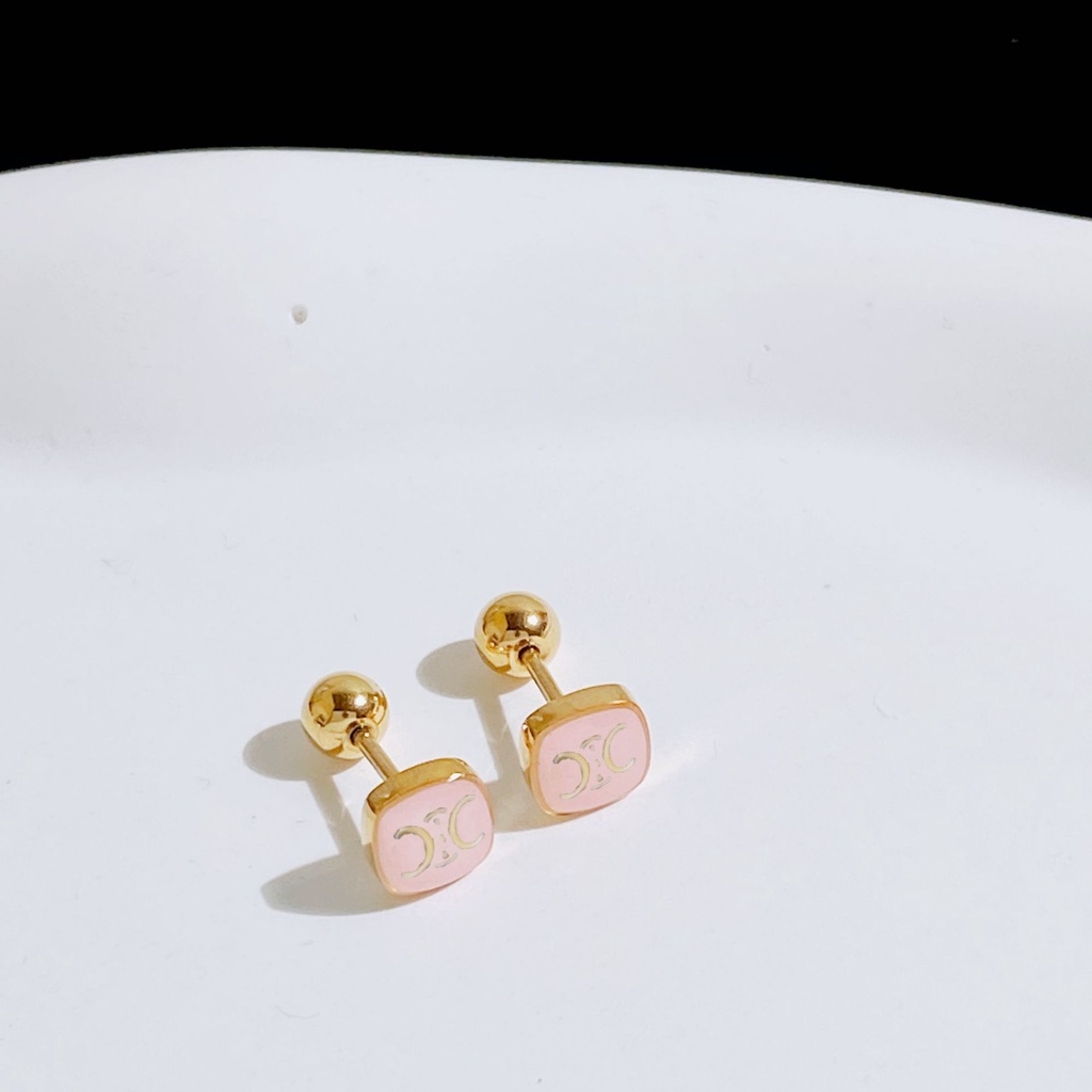 Khuyên Tai Đinh Tán Hình Học Bằng Thép Titan Epoxy Đơn Giản Dễ Phối Đồ Mori Series Khí Chất