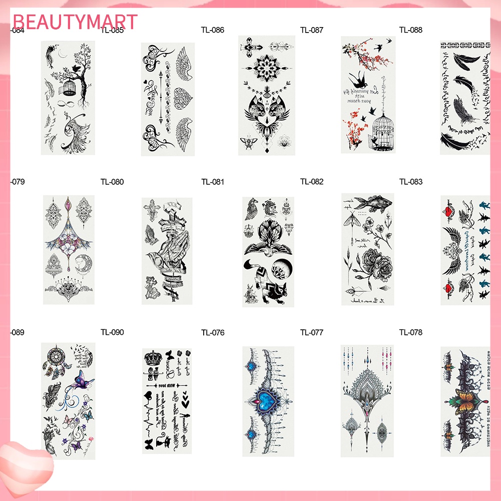 [beautymart] Hình Xăm Dán Tạm Thời Hình Lông Vũ Chim Và Cây Thời Trang Có Thể Tháo