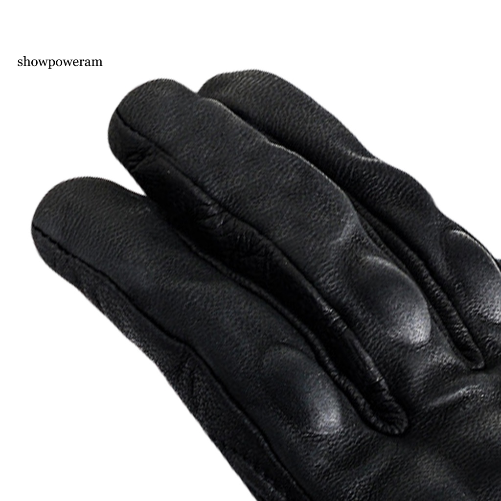 1 Đôi Găng Tay Giả Da Chống Va Chạm Màu Trơn Dùng Khi Đạp Xe