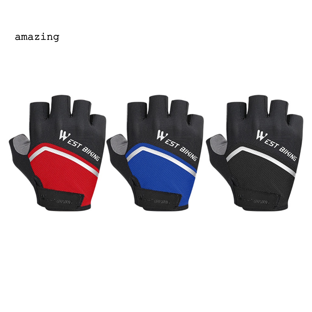 1 Đôi Găng Tay Nửa Ngón Bằng Da Giả Thoải Mái Chống Trầy Xước Khi Đi Xe Đạp