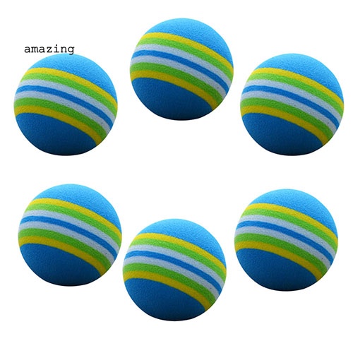 Set 6 Quả Bóng Golf Bằng Xốp Họa Tiết Kẻ Sọc Dùng Luyện Tập Trong Nhà