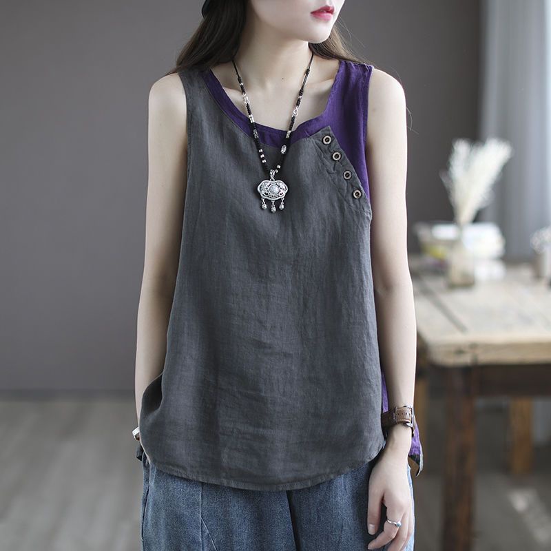 Áo Dây 100% Cotton Lanh Mỏng Dáng Rộng Phong Cách Mới Mùa Hè 2024