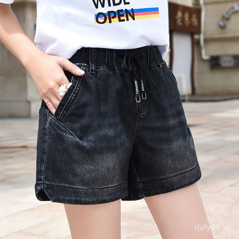 Quần Short Denim Ống Rộng Lưng Cao Co Giãn Mẫu Mới 2023 Jin mm200 Thời Trang Mùa Hè Cho Nữ