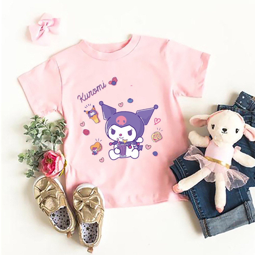Kuromi Áo Thun Ngắn Tay Họa Tiết melody Xinh Xắn Dành Cho Bé