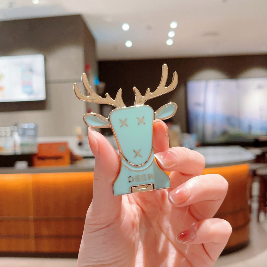 Ốp Điện Thoại Họa Tiết Hoạt Hình Tuần Lộc Dễ Thương Kèm Giá Đỡ Nhẫn Và Dây Đeo Tiện Dụng Cho iphone