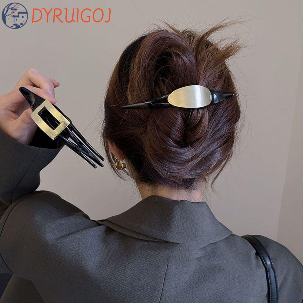 Kẹp Tóc Đuôi Ngựa Ba Răng Bằng Nhựa Kim Loại Thời Trang Thanh Lịch Dành Cho Bạn Gái DYRUIDOJ