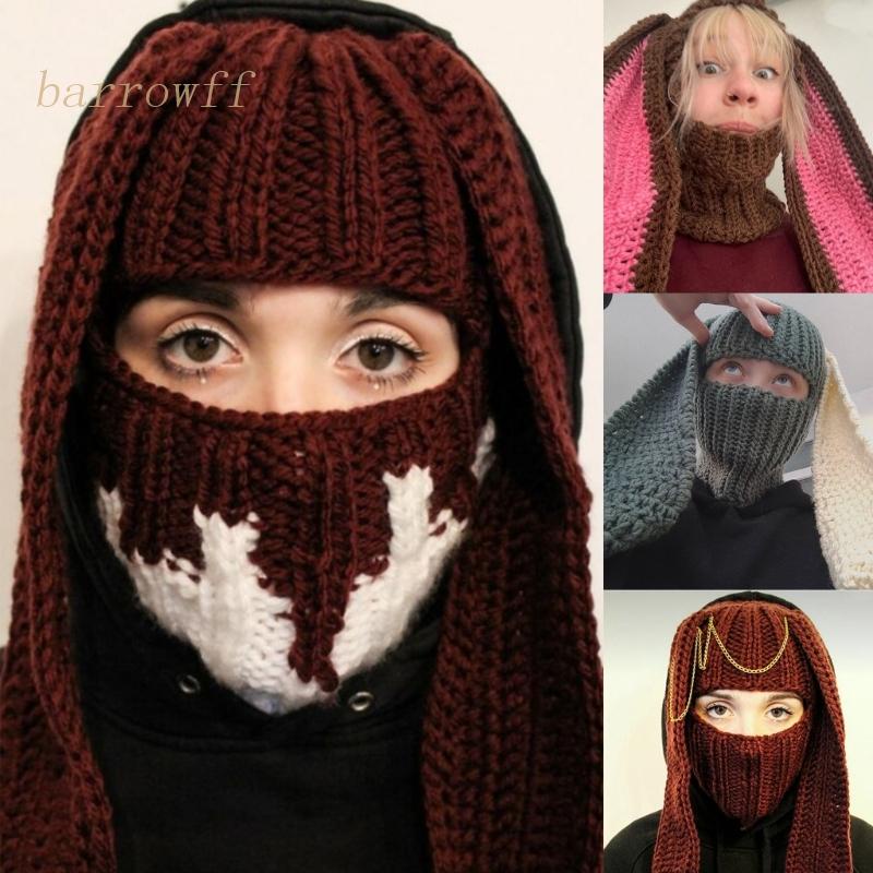 Mũ Dệt Kim Trùm Đầu Bảo Vệ Cổ Đính Tai Thỏ Phong Cách Ngọt Ngào Cho Thanh Thiếu Niên / Trẻ Em / Người