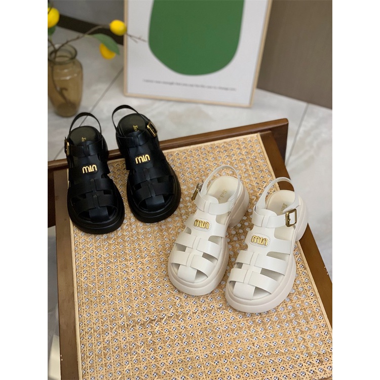Duoya Tóc Thẳng ~ [Hàng Có Sẵn] Giày Sandal Đế Dày Phong Cách Roman Mùa Hè Cho Nữ Miễn Phí Vận Chuyển