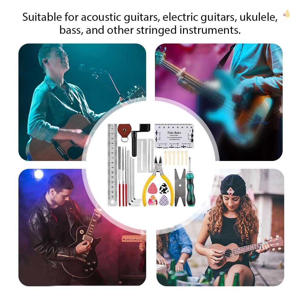 Bộ Dụng Cụ Sửa Chữa Đàn Guitar Điện Ukulele Bass 26 Món Kèm Túi Đựng Tiện Lợi