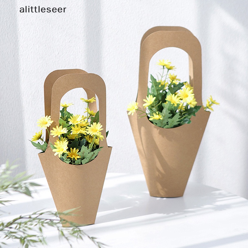 Bộ 2 Túi Giấy Kraft Đựng Hoa / Quà Tặng Có Quai Cầm Tiện Lợi