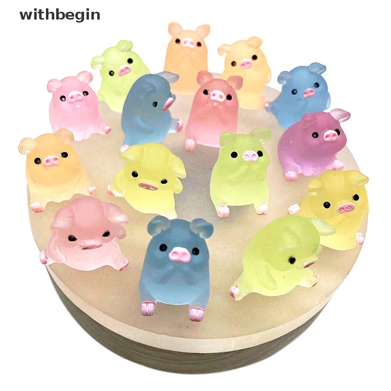 Set 1 / 5 Tượng Heo Mini Bằng Resin Dạ Quang Trang Trí Bảng Điều Khiển Xe Hơi / Nhà Cửa DIY