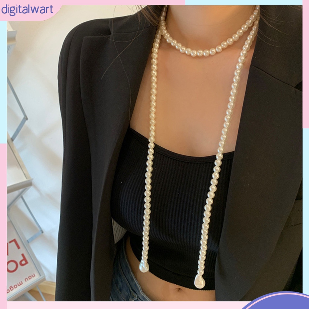 Vòng Cổ Choker Dài Nhiều Lớp Đính Ngọc Trai Nhân Tạo Phong Cách Vintage Cho Nữ