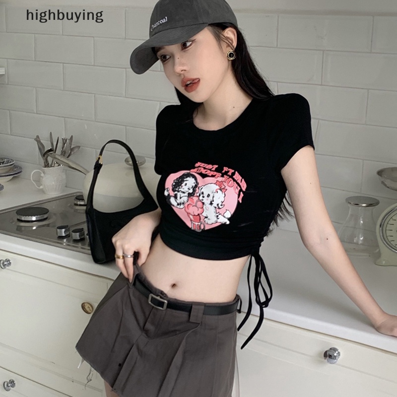 Áo Thun Lửng Ngắn Tay Cổ Tròn In Họa Tiết Thời Trang Dành Cho Nữ