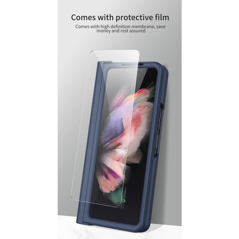 Ốp Điện Thoại Nhựa Kèm Ngăn Đựng Bút Cho Samsung Galaxy Z Fold 5 4 3 5G Kính