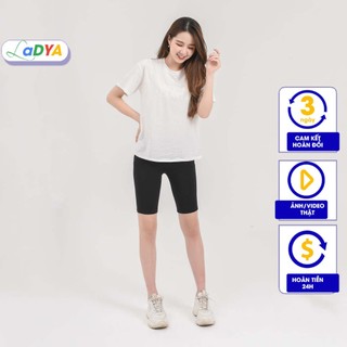 Quần legging ngố Ladya vải cotton dày dặn đen be trơn M404
