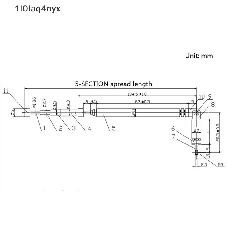 1 cái 37cm 5 phần Telescopic thép không gỉ AM FM Đài phát thanh phổ ăng ten mới