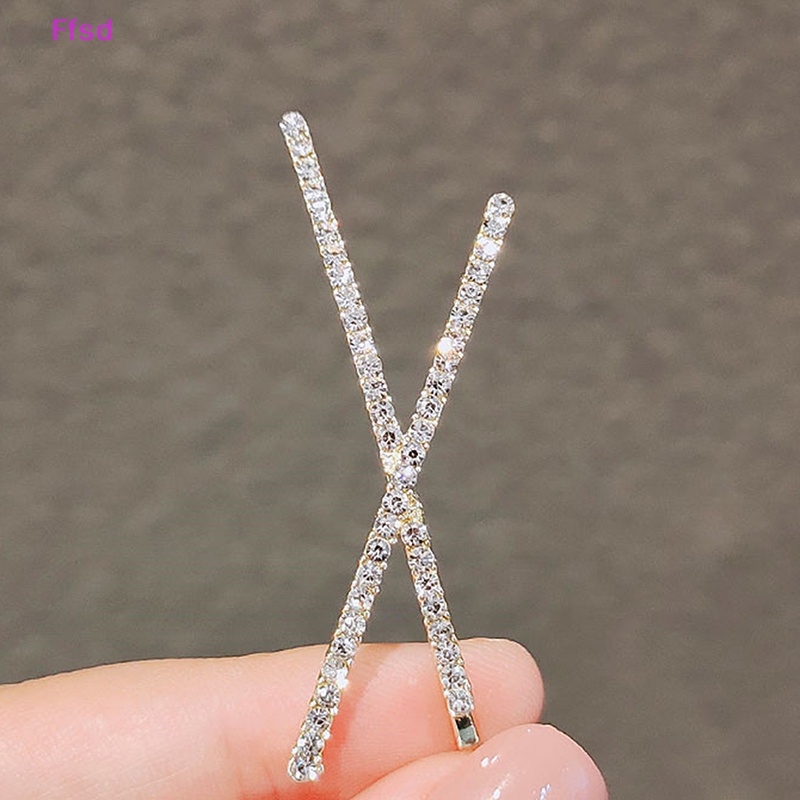 Bộ 2 Kẹp Tóc Chữ X Đính Đá Pha Lê Đơn Giản