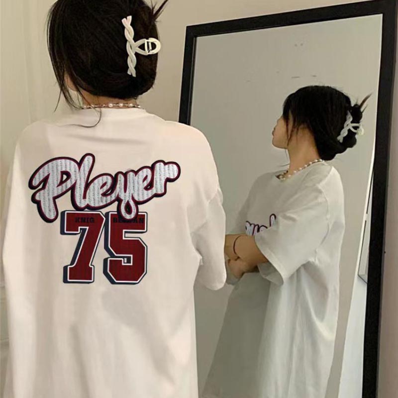 SUXI Áo Thun Tay Ngắn Dáng Rộng In Chữ Phong Cách Đường Phố Thời Trang Mùa Hè Cho Nữ