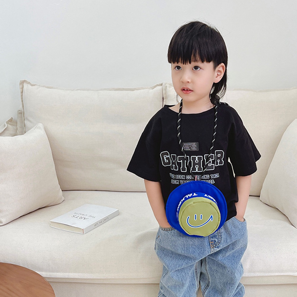 Túi Đeo Chéo Hình Tròn In Họa Tiết Xinh Xắn Có Thể Điều Chỉnh Thời Trang Cho Bé Gái